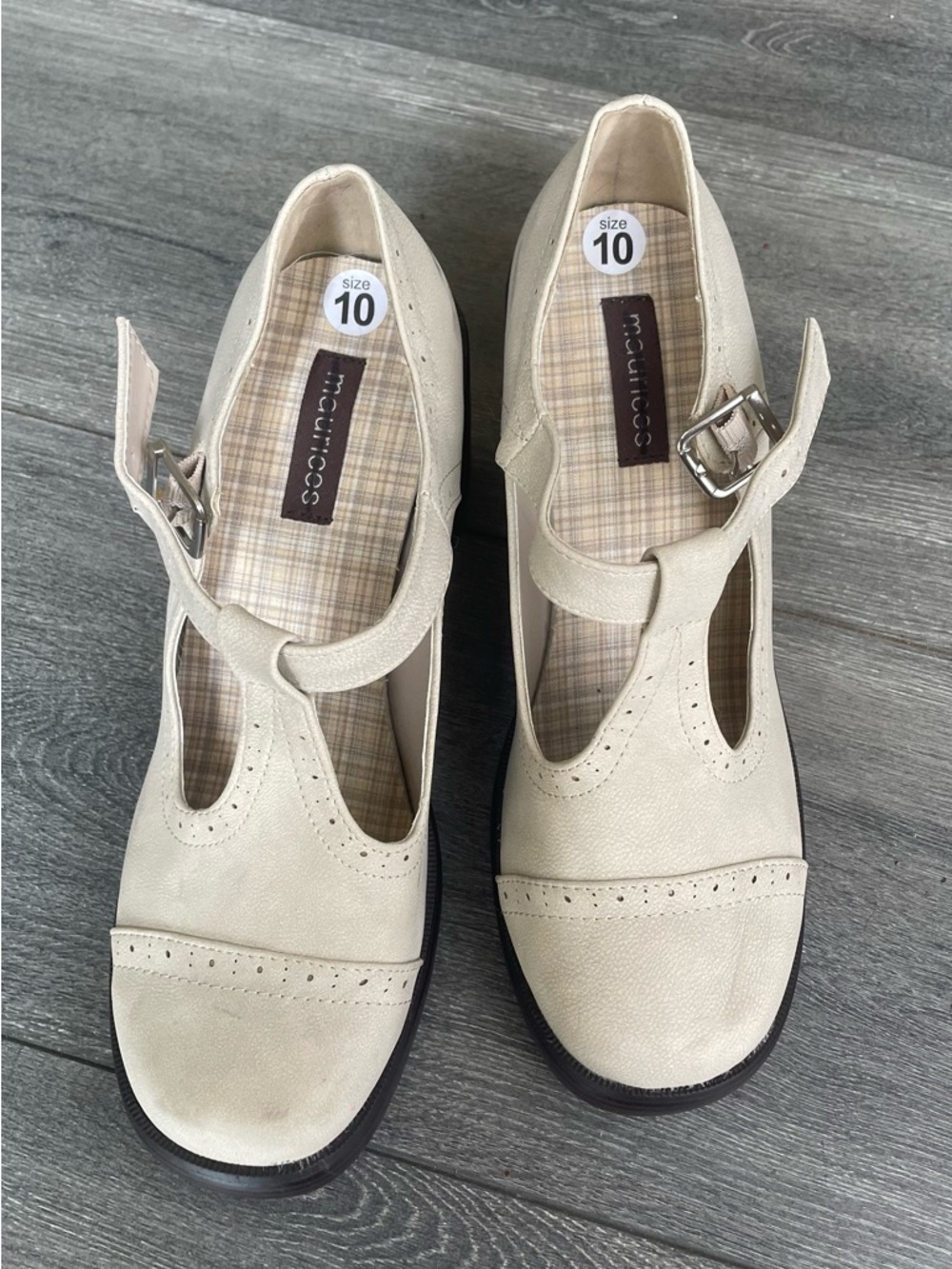 Maurices Cream T-Strap Scarlette Mary Jane Heels